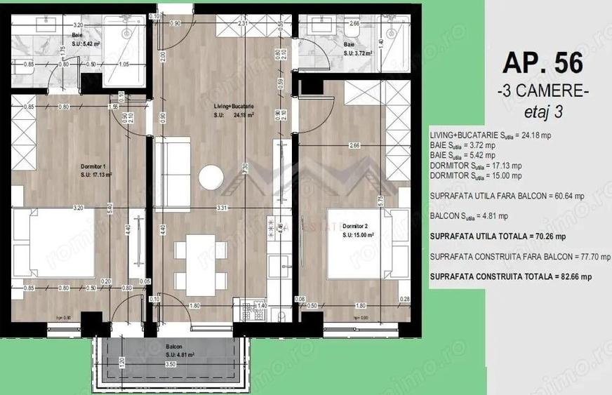 Apartament 3 camere Otopeni - TVA ?i parcare incluse - 1