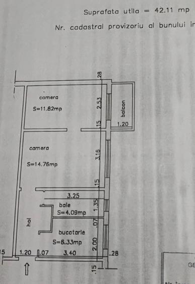 Apartament cu 2 camere semidecomandat în Exterior Vest