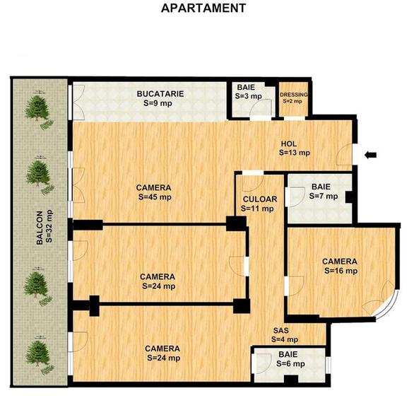 Apartament cu 4 camere decomandat în Herăstrău
