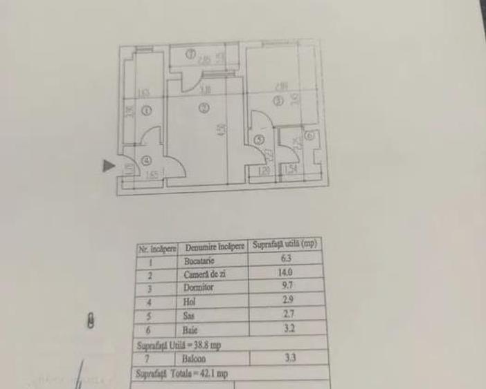 Ap 2 cam 42mp utili zona Piata Saraca, etaj 3, eliberare rapida - 2