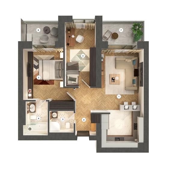 Apartament cu 3 camere - Tip 3H Lake View - 12