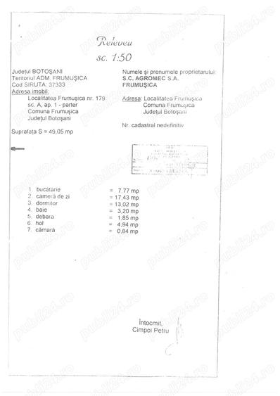 Vand apartament cu 2 camere din caramida in localitatea frumusica, judetul botosani - 1