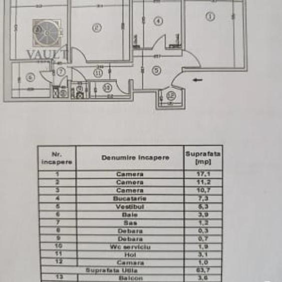 APARTAMENT 3 CAMERE-RAHOVA-CENTRALA-ETAJ-2/8-DECOMANDAT-2 BAI - 2