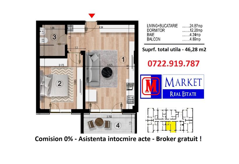 Apartament 2 camere (tip studio) - Metrou Berceni (1,1 km) - 6