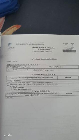 Vand teren com.Vidra jud if 534m2 - 2