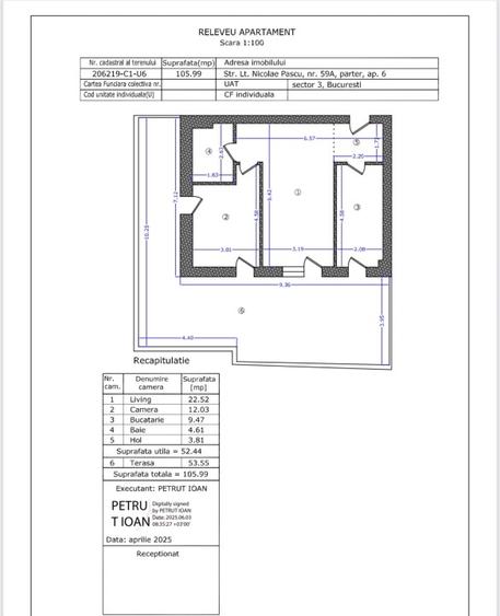 Dristor 2 camere 53 mp+terasa 53,TVA inclus, in bloc reprezentativ - 2