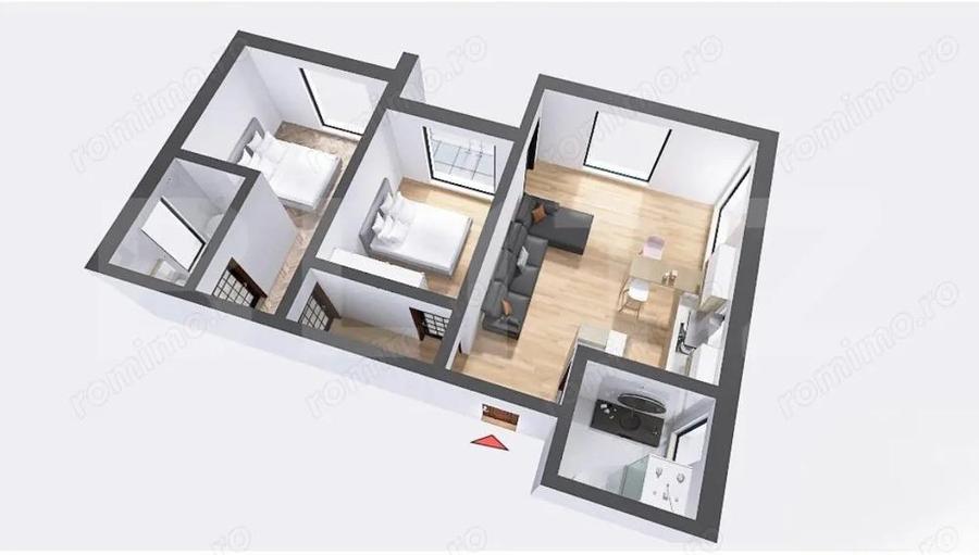 Apartament 3 camere, 71 mp, decomandat Zona 22 Decembrie 1989 - 3