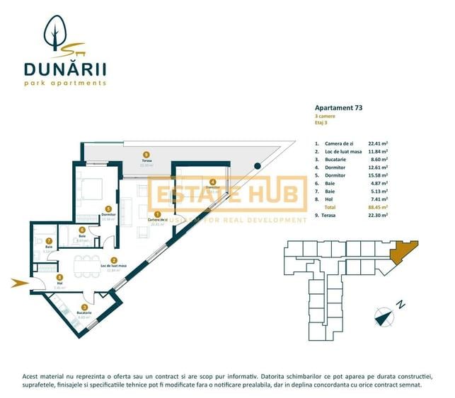 Apartament cu CF 3 camere recompartimentate in 4 camere langa viitorul Parc Est - 2