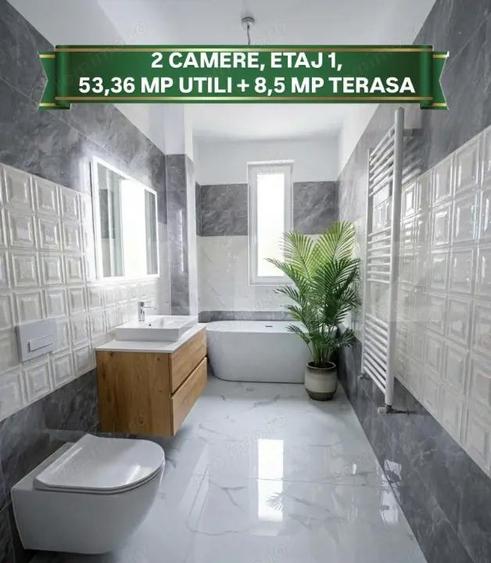 Etaj 1, Apartament cu 2 camere, 53,36 mp utili + 8,5 mp balcon, Zona Esso Giroc - 1