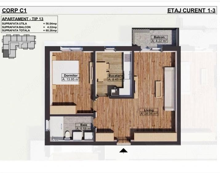 Apartament cu 2 camere decomandat în Dobroești