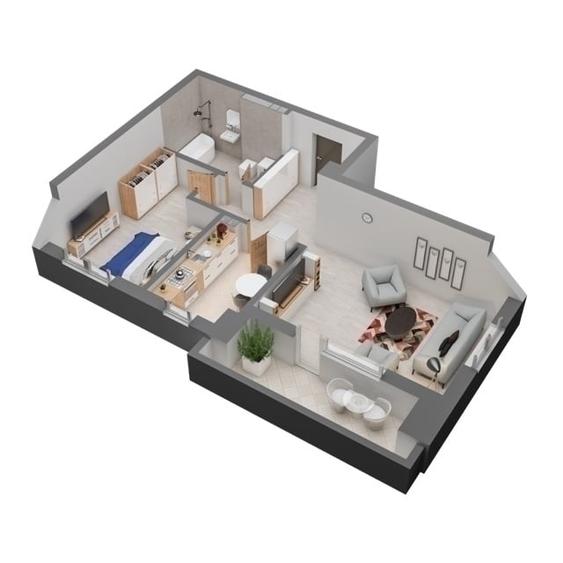 *BLOC NOU*Apartament 2 camere.63mp, - 7