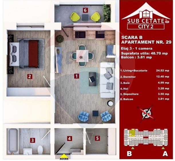 Apartament 2 cam NOU-Subcetate City 2 | 49 mp| Încălzire în pardoseala - 1