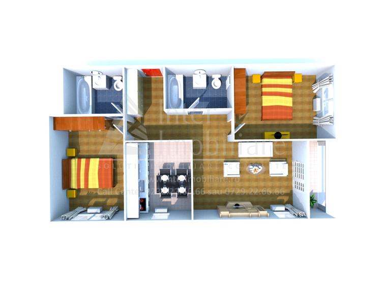 Apartament 3 camere decomandat, 79 mp, Tomis Nord, Cod 161596 - 1