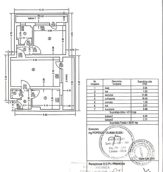 Apartament cu 2 camere semidecomandat în Republicii