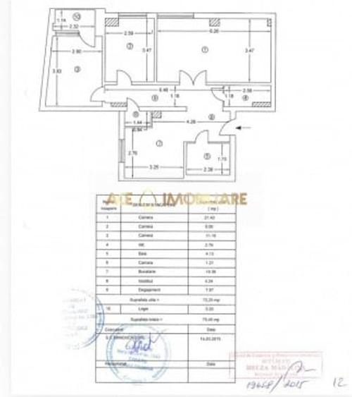 3 Camere de vanzare | P-ta Romana | Centrala | An 1980 | 7/10 | 76MP - 10