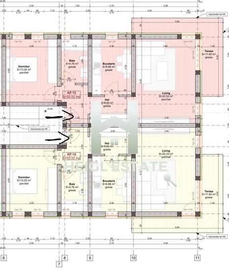 Apartament cu 2 camere si bucatarie inchisa 56 mp in Giroc - 1