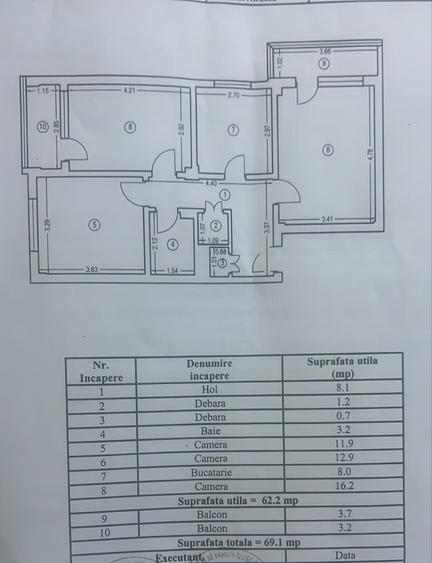 apartament decomandat, 3 camere, 2 balcoane, gaz, an 1972, 120.000 euro - 3