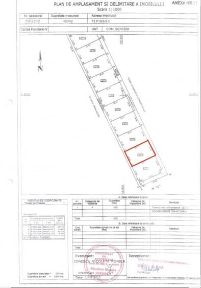 Teren de vanzare in comuna Berceni  420 mp - 2