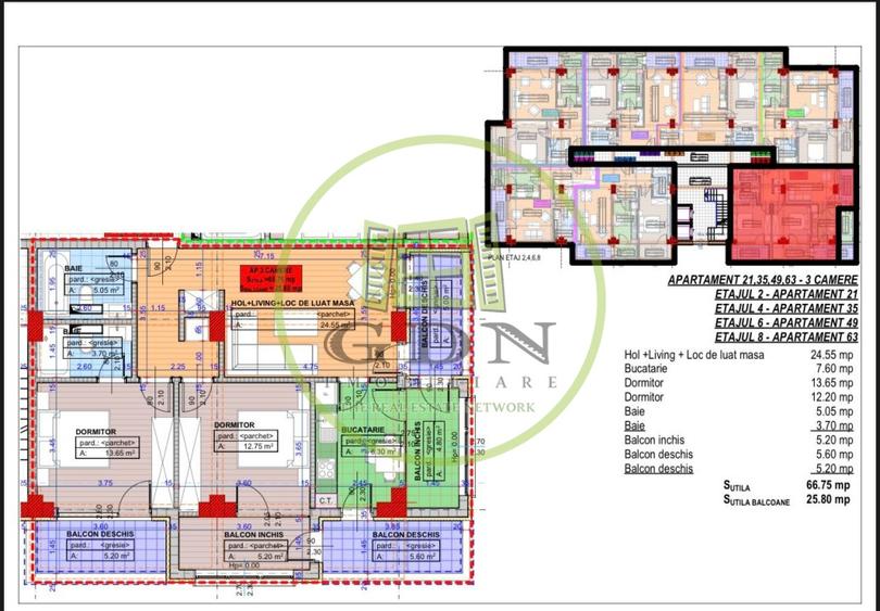Apartament cu 3 camere decomandat în Cornitoiu