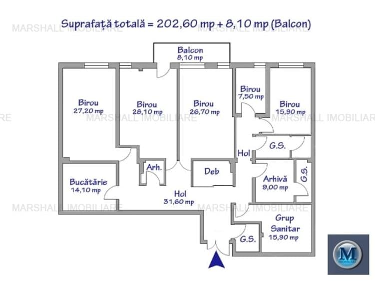 Spatiu  birouri de vanzare, zona Albert, 210.70 mp #16648 - 15