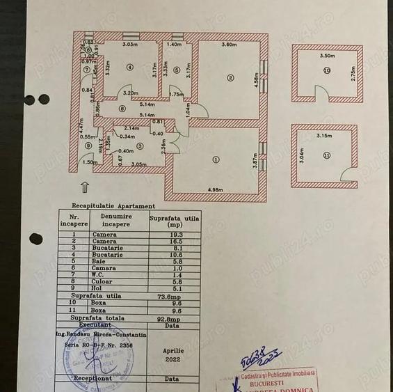 Apartament 2 camere, 73,6 mp utili, etaj 1 + 2 boxe de 10 mp fiecare - 4