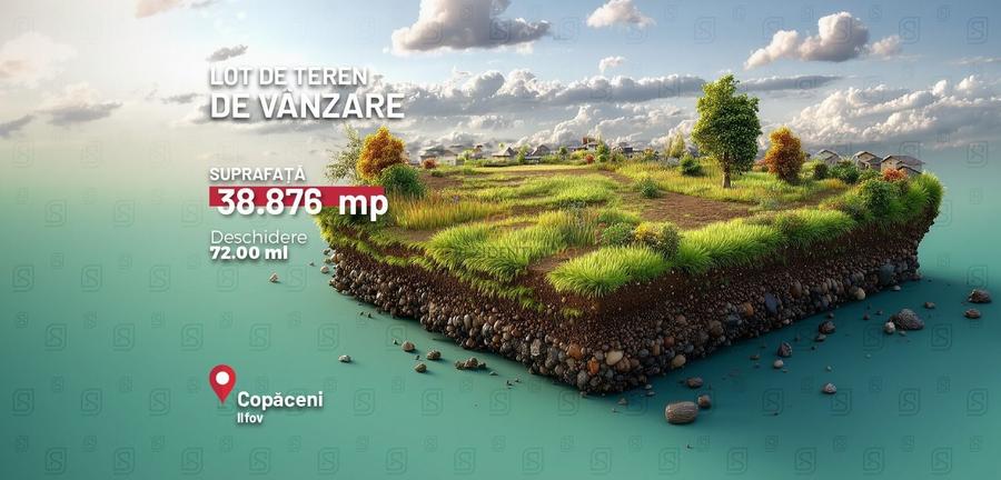 Teren intravilan 38.876 mp, Deschidere 72 ml, Copaceni, Vidra - 2