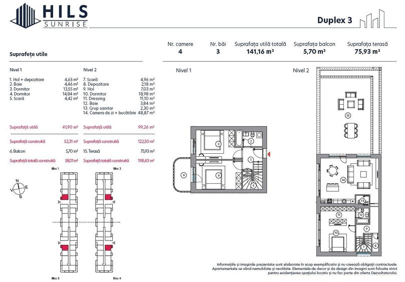 Duplex  cu terasa | Tip 3 | HILS Sunrise | Ansamblu cu Pre-certificare GREEN - 2