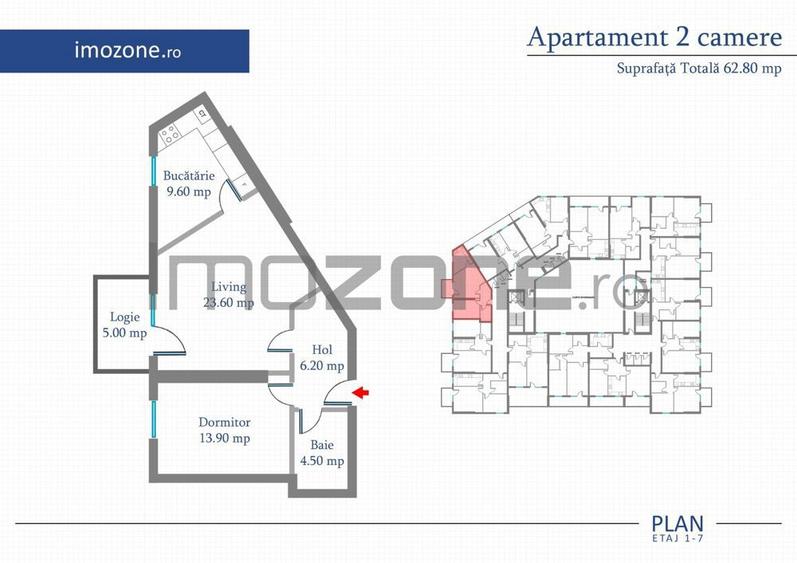 Apartament cu 2 camere semidecomandat în Militari