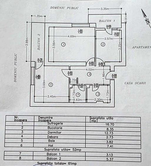 Apartament cu 2 camere decomandat în Exterior Vest