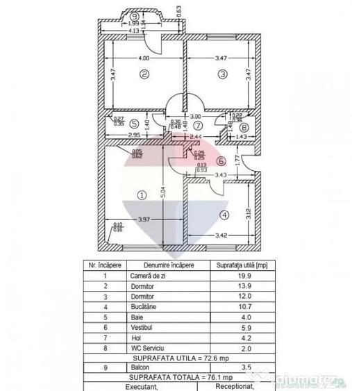 Apartament cu 3 camere spatios de inchiriat in zona 13 Se... - 8