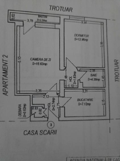 Apartament cu 2 camere semidecomandat în Central
