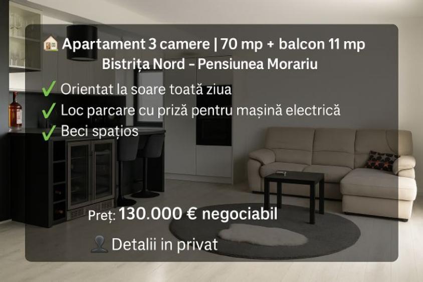Apartament 3 camere 70 mp + 11 mp balcon Bistrita - 1