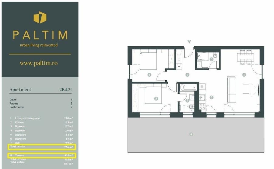 Apartament 3 camere - vanzare - PALTIM - COMISION 0% - 2