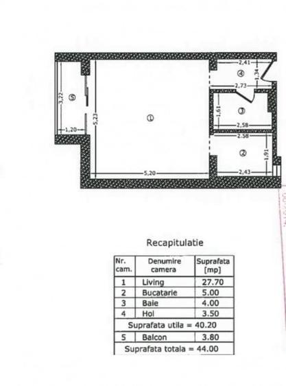 Garsoniera | 44 mp | Terasa | Bloc Nou | Aviatiei - 9