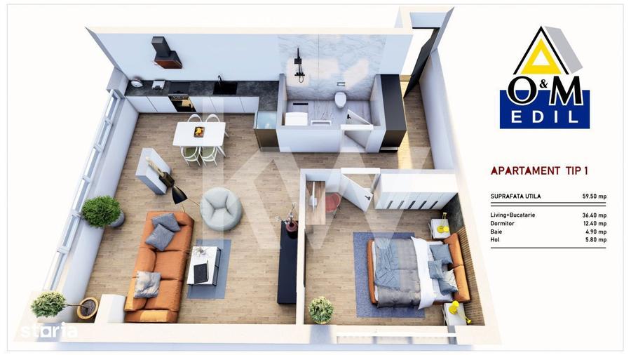 1000 - Apartament NOU intabulat 2 camere+curte proprie de 100mp! - 8