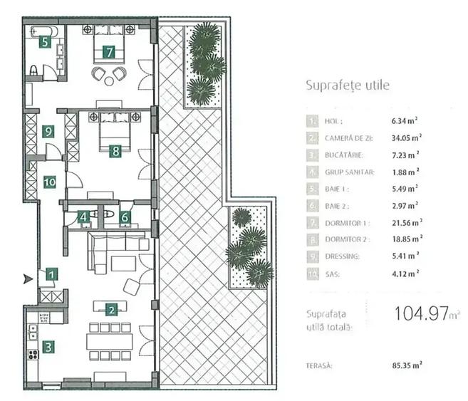 Penthouse 3 Camere LUX Metrou 500m Vedere Lac Terasa 85m Comision 0 - 16