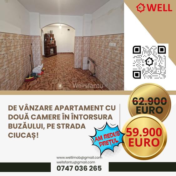 De vânzare apartament cu două camere în Întorsura Buzăului, pe strada Ciucaș!