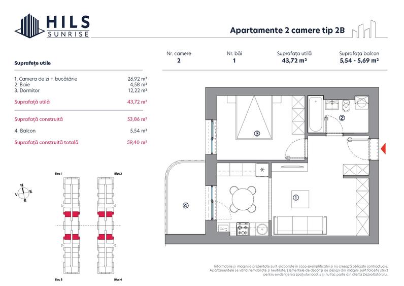 Apartament cu 2 camere | Tip 2B | HILS Sunrise | Pre-certificare GREEN Homes - 7