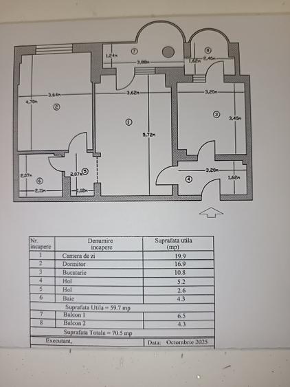 Apartament 2 cam., Fratii Golesti, Pitesti, et.4/8, an 1992, 60 mp - 13