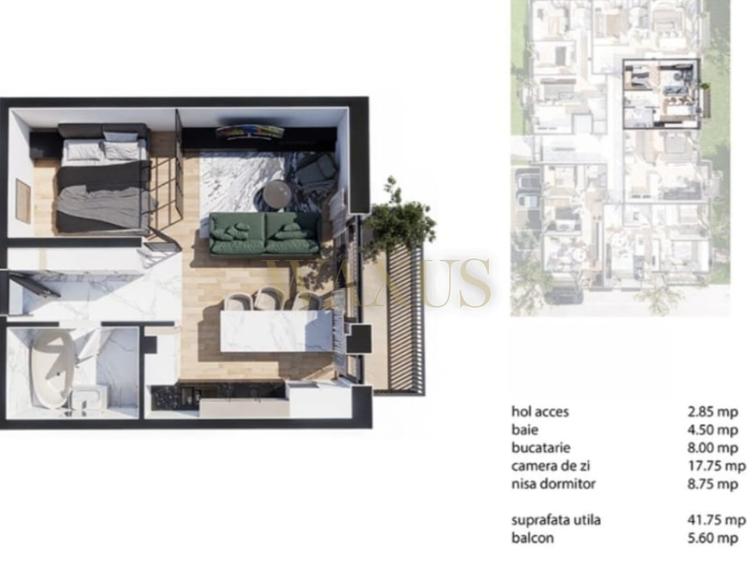 Apartament Semifinisat - Bloc Nou I 42MP I Balcon - Baciu - 1