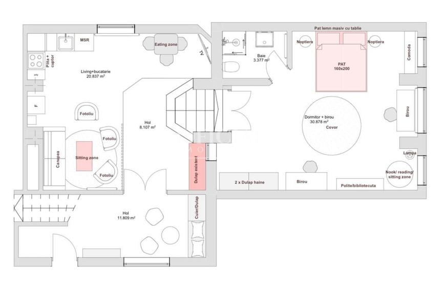 Apartament cu 2 camere semidecomandat, mobilat în Europa