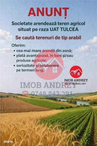 Cea mai mare arenda din Tulcea pentru teren arabil! - 1