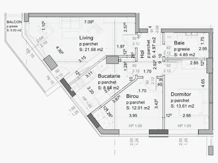 Apartament 3 camere, decomandat. Complex Vivamus  - 15