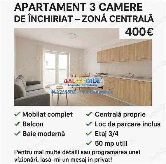 Apartament 3 camere de inchiriat-zona Centrala