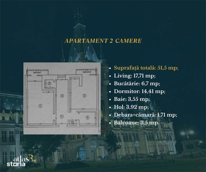 Apartament 2 camere | Vedere spre Palat | 51 mp | Decomandat - 6