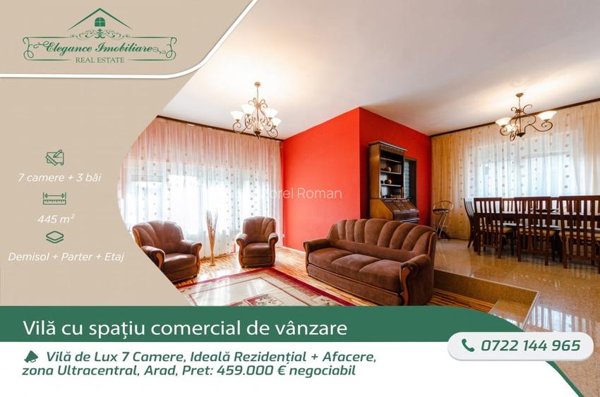 Vila de Lux 7 camere, Ideala rezidential + afacere, zona Ultracentral, Arad