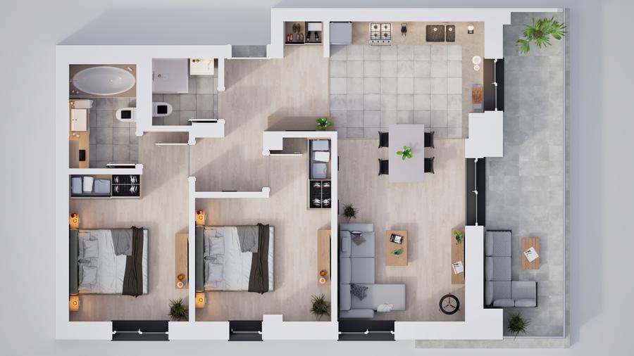 Apartament 3 camere, ansamblu privat cu parc - 39