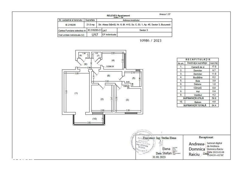 Apartament cu 3 camere în Titan