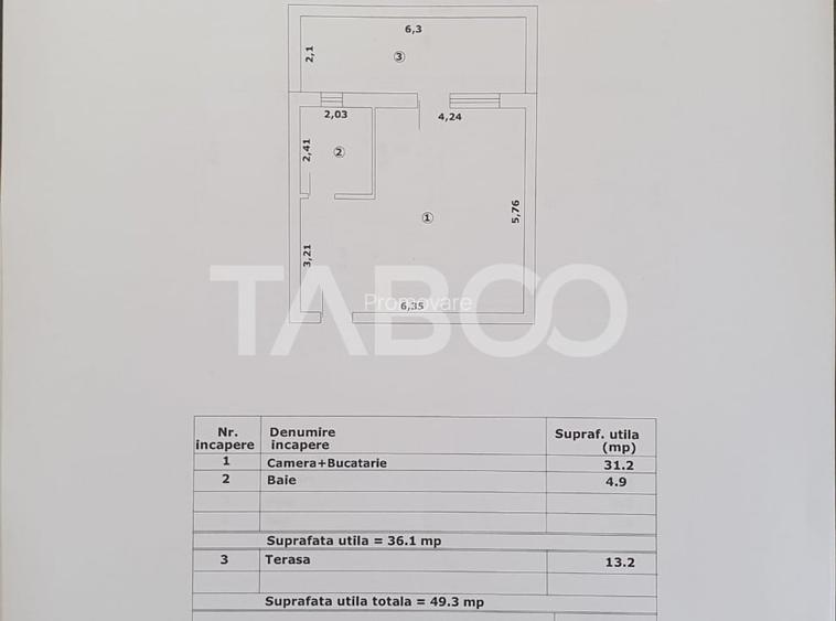 Studio de vanzare 36 mp utili + terasa 13 mp constructie noua 2025