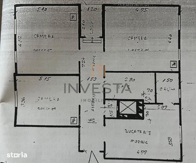 Apartament cu 3 camere decomandat în Central